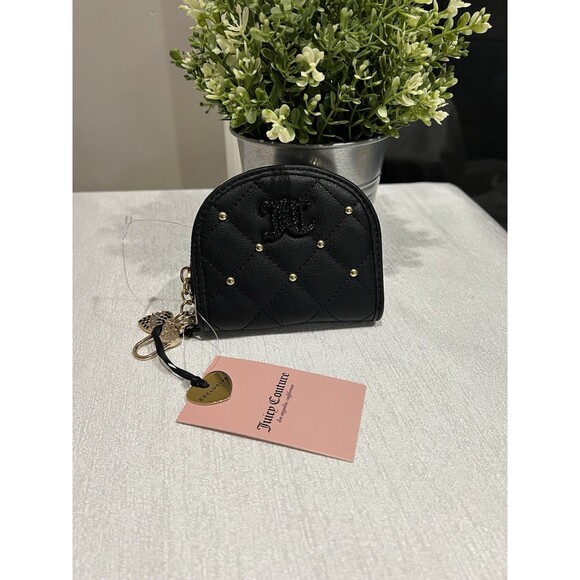 NWT Juicy Couture Holding The Line Half Moon Wallet W/ Inside Mirror  Black - Picture 3 of 9